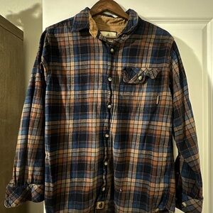Legendary White Tails Men's Blue and Brown Plaid Shirt